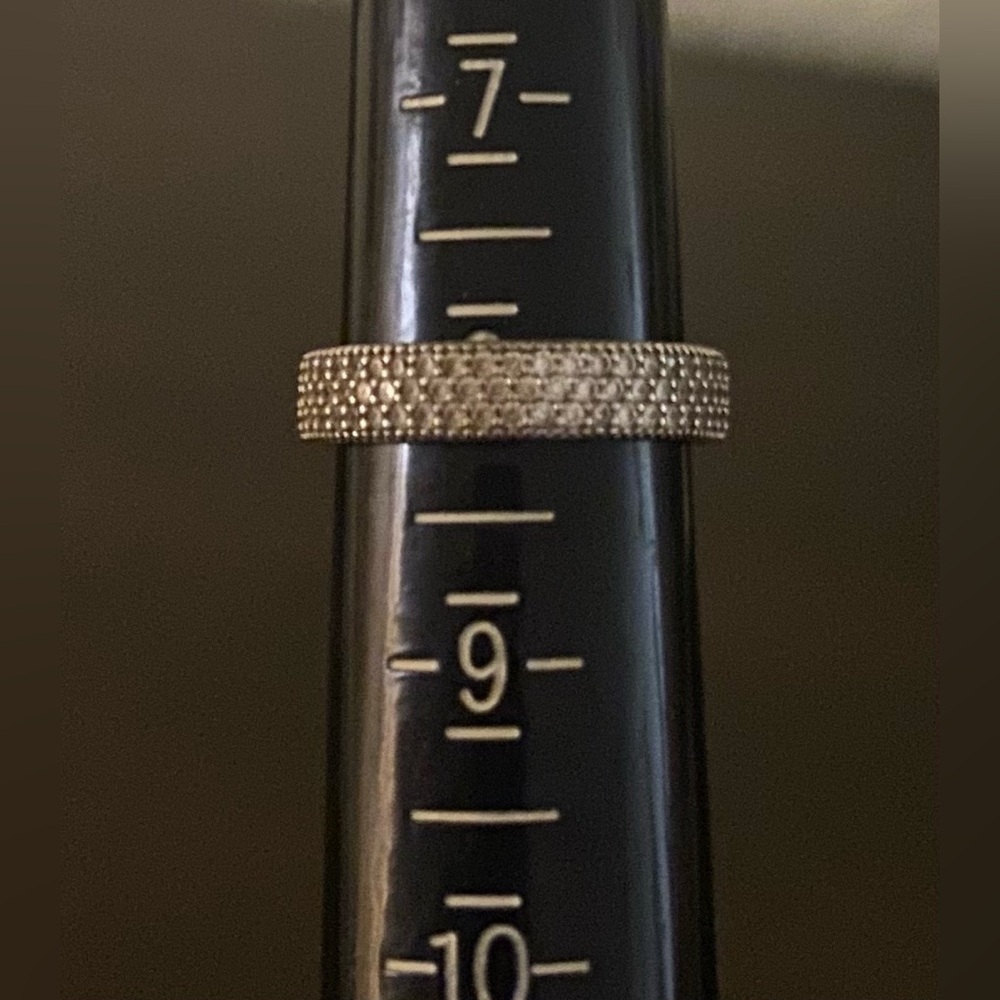 .925 Sterling Silver CZ Eternity Band Ring | Pave Cubic Zirconia | Size 8 - Picture 5 of 6